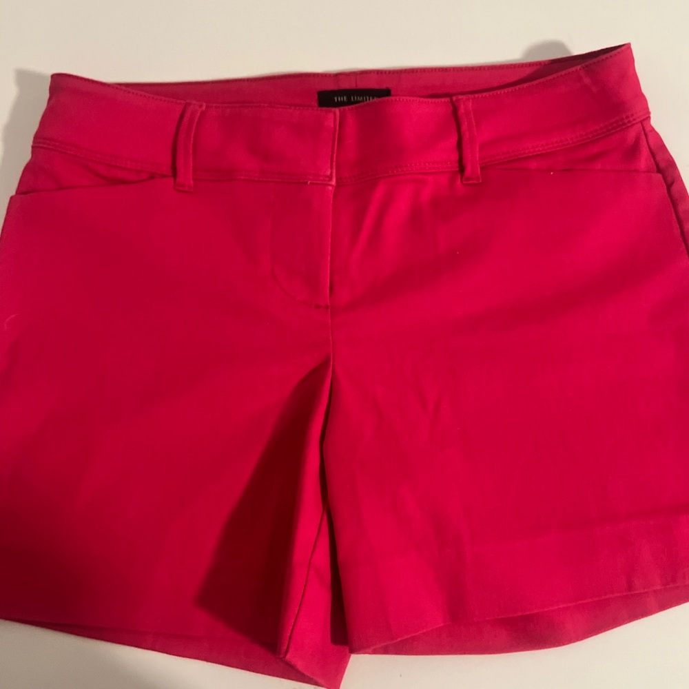 The Limited Womens Flat Front Tailored Shorts 4 Pink Cotton Stretch